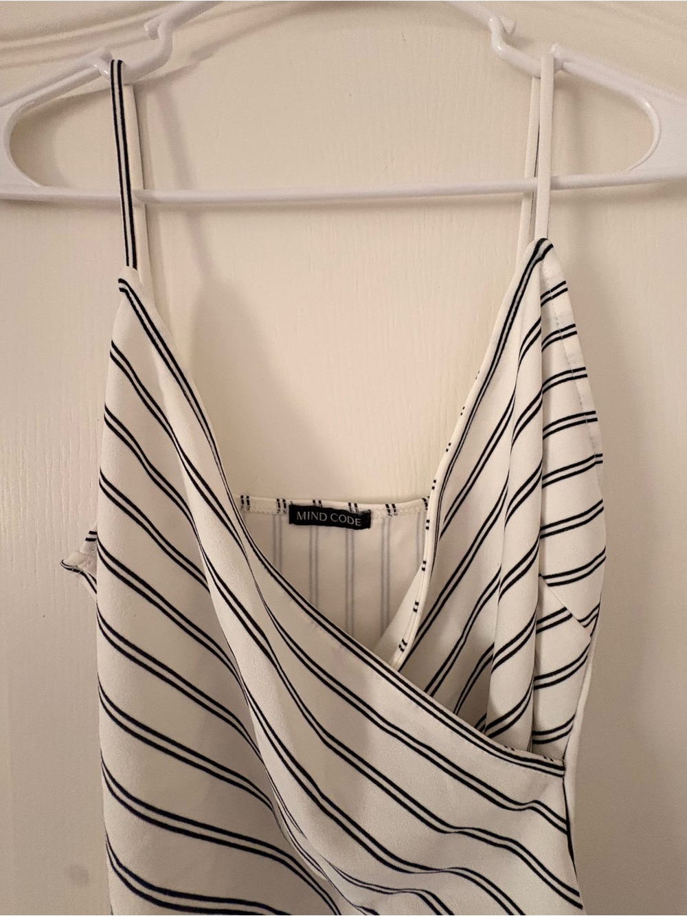 Mind Code Black and White Striped Wrap Cami